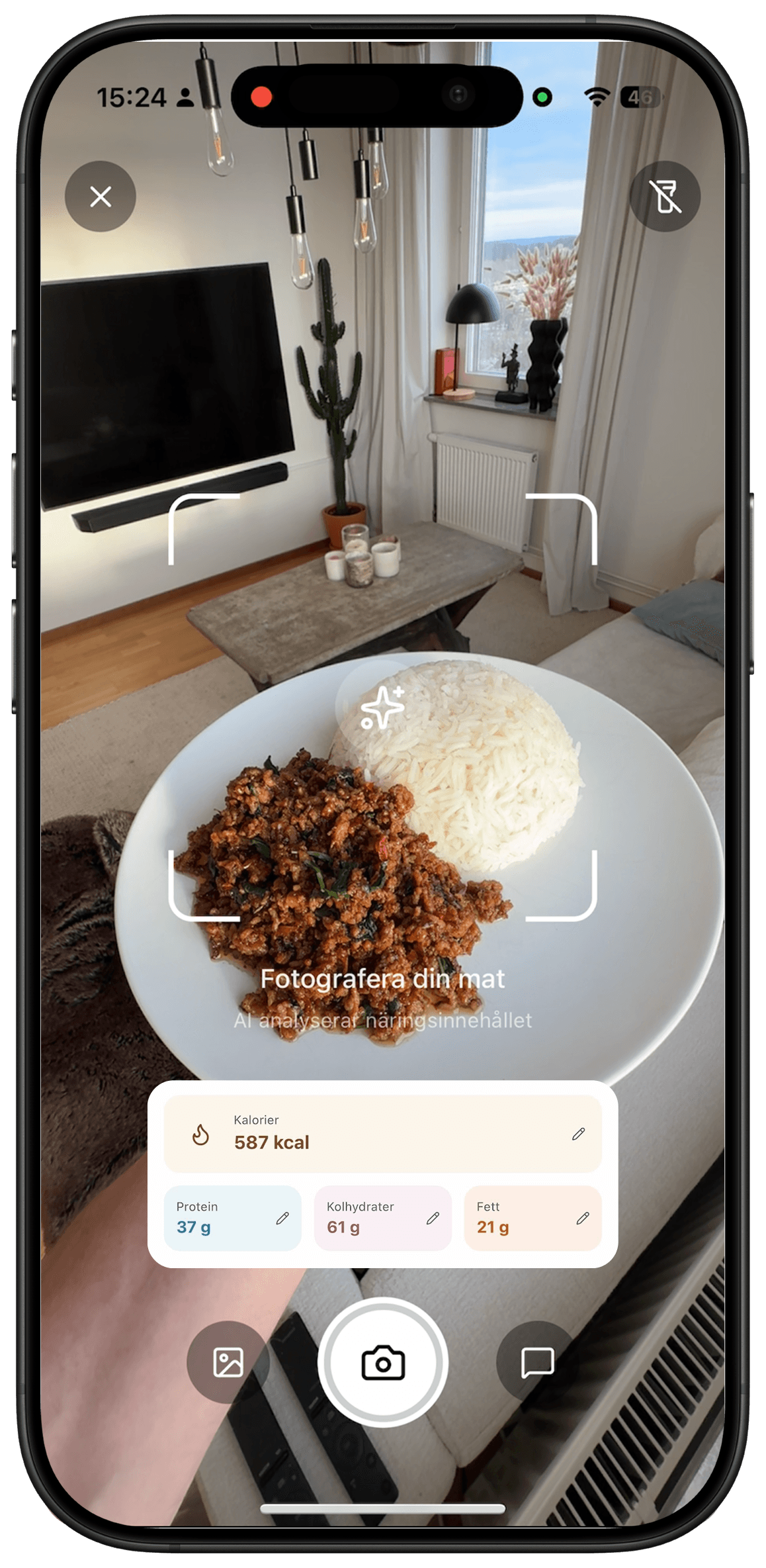 AI-loggning av måltider med foto och streckkod